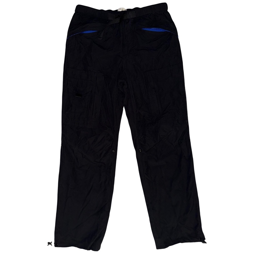 Aime Leon Dore Mens Black Nylon Cargo Pants Blue Accents Integrated Belt S